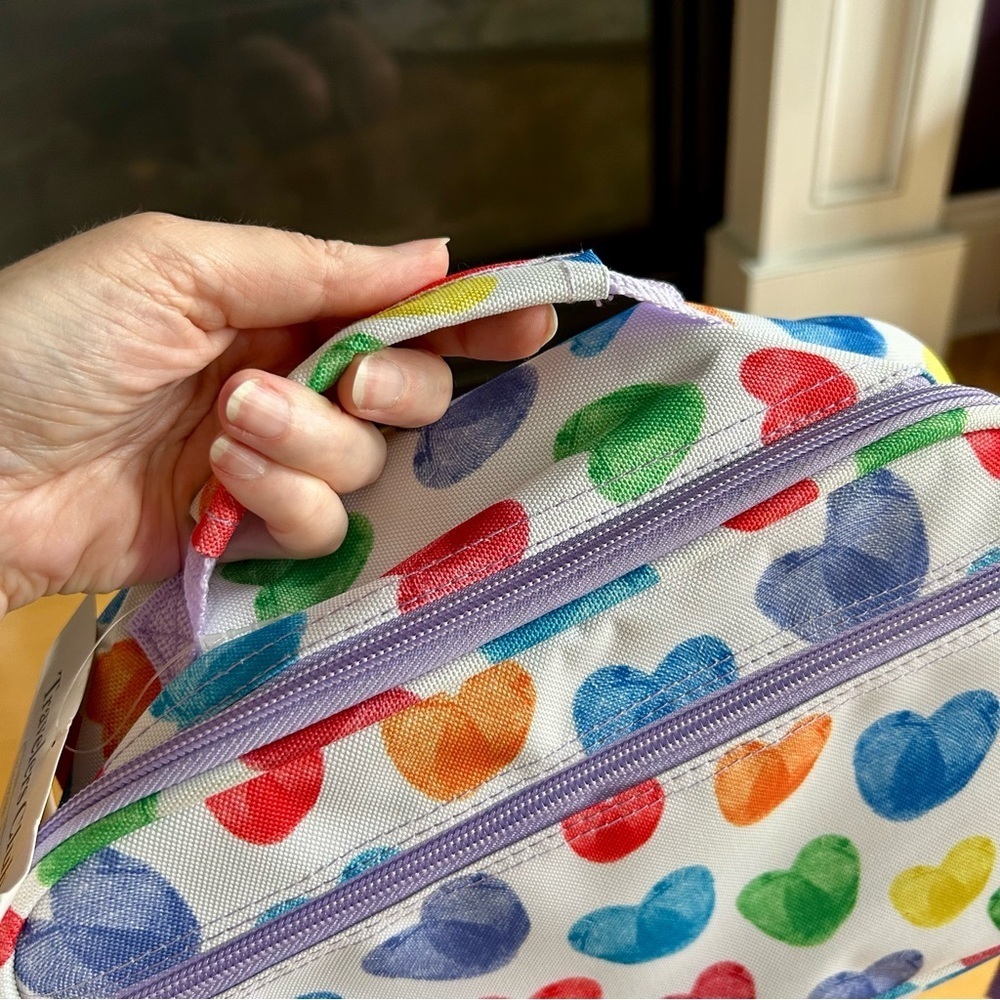 Travelers Club HEARTS Insulated Lunch Cooler Bag, Rainbow, White, Purple, 10 in - Picture 9 of 17